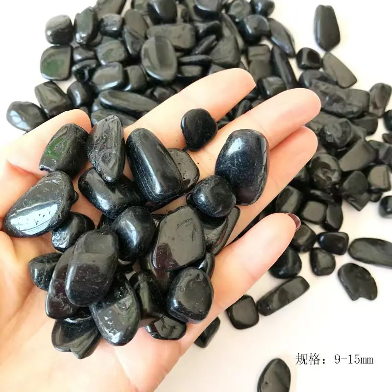 natural black tourmaline stone polished 7-9mm